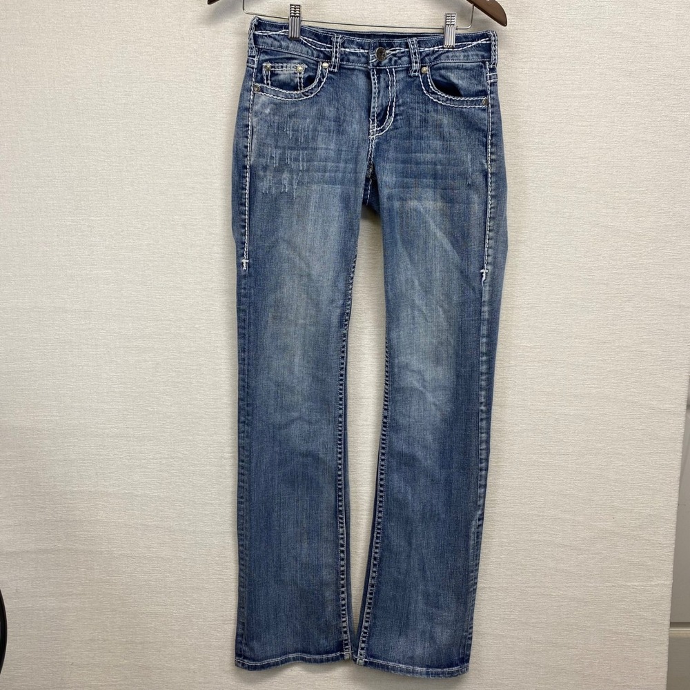 Cowgirl Tuff Co. Jeans Women's Low Rise 26x35 (27x33.75) Denim Boot Cut Stretch - Picture 3 of 16